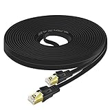 10m CAT 8 Netzwerkkabel Flach 40 Gbits - Ercielook Gigabit RJ45 Ethernet Kabel - LAN Kabel Patchkabel - 40000 Mbits Glasfaser Geschwindigkeit - Flachbandkabel Verlegekab