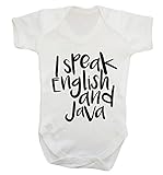 Flox Creative Baby-Body mit Aufschrift 'I Speak English and Java' Gr. 0-3 Monate, weiß