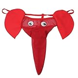 Creamlin Sexy Männer Elefanten Unterwäsche Pouch Slips Strings Lustige G-String Lover Geschenk (Rot)