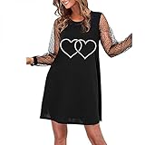 KIMODO Sommerkleid Cocktailkleid Partykleider mit Spitzenärmeln Damen Minikleid Neue Langarmkleid Weibliche O-Ausschnitt Elegante Club Kleid Festlich Abendkleid (J-Weiß, S)