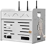 KPTKP WiFi-Router-Regal, WiFi-Router-Organizer, Router-Aufbewahrungsbox, Decoder-Rack-Halterung Kabel-Organizer Decoder-Box TV-Rack untere steckbare Abschirmungsbox-White||25 * 18 * 27