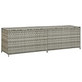 HechoVinen Gartenschrank Werkzeugschuppen, Rattan Werkzeugkasten, Wasserabweisendes PE-Futter mit Reißverschluss, Stahlrahmen, Erhöhte Füße, Gasdruckfeder, Grau 200 x 50 x 60