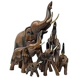 Thaifully Holz Elefant Rüssel Oben, Hochwertige Deko-Figur aus Massivholz (13 cm)