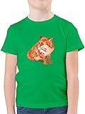 Tiermotiv Animal Print - Fuchs Süss Zeichnung - 164 (14/15 Jahre) - Grün - Shirt orange Kinder Fuchs - F130K - Kinder Tshirts und T-Shirt für Jung