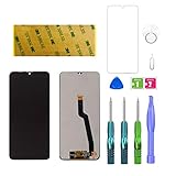 LWMTT Display für Samsung Galaxy A10 Schwarz, Touch Digitizer LCD Display Vollständiger 3D Touchscreen + Komplettes Reparatur Tool Kit + Gehärtete Hartglasscheib