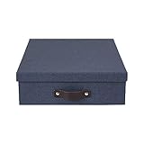 BIGSO BOX OF SWEDEN Dokumentenbox für A4 Papier, Broschüren usw. – Schreibtischablage mit Deckel und Griff – Aufbewahrungsbox aus Faserplatte und Papier in Leinenoptik