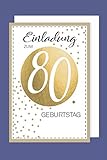 AvanCarte Einladungskarte 80 Geburtstag 5er Set Golddruck Punkte 5 Karten 15x11