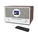 Ocean Digital WR-880N Internetradio HiFi System Komponente Dimmbares 2,4' Farbdisplay Drahtloses Wi-Fi Bluetooth Lautsprecher CD SD/TF Karte UPnP DLNA Player Sleep Timer Wecker (Schwarz)