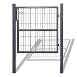 Schimiga Gartentor aus verzinktem Stahl, Gartentür Zauntür Hoftor, robust und langlebig, mit Schloss, Türklinke und Schlüssel, 100×100 cm,