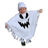 Storerine Halloween-Kostüm für Jungen, Geist, 3D-Druck, Halloween-Umhang, 2-teiliges Set, Weiß, Top Mantel + Mütze aus Spitze, Kostüm, Halloween, Kinder, Baby, Mädchen, 1 – 4 Jahre, weiß, 2-3 J