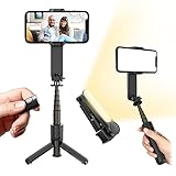 AXNEN Gimbal Stabilisator für Smartphones mit Mini-Dateilicht, Selfie Stick Stativ mit drahtloser Fernbedienung, tragbarer Telefonständer mit 360° Drehung Auto Balance Stab