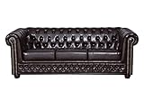 ROVERTI Sofa Chesterfield Fresco 3er Sitzer B203 x T 86 cm x H 72 cm, Fußhöhe 9 cm | 3er-Couch freistehend, Sitztiefe 54 cm, hochwertige Wellfederung, strapazierfähige Polsterbezüg