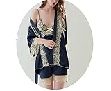 WDLWUJIN Bademantel Frau Pyjama Schlinge Mode Nachthemd Dreiteiliger Anzug Nacht Kleidung Warm Halten Spitze Spitze Mode Nachthemd Nachtwäsche Mode Nachthemd/C/XL