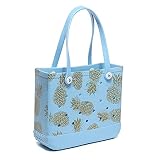 Guugoon Gummi -Strandbeutel Wasserdichtes Aufbewahrungsbeutel Eva Materialloch Schulter Reisetasche Handtasche Summer Schwimmstrandtasche,L, Pineapp