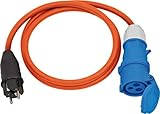 Brennenstuhl Camping Adapterkabel/CEE-Adapter mit Schutzkontakt-Stecker und CEE-Kupplung (1,5m Kabel in orange, H07RN-F 3G2,5, 230V/16A, für ständigen Einsatz außen IP44, Made in Germany)