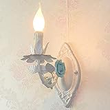 Klassische Kerzen Wandleuchte Stilvolle Florentiner Stil Blume weiß Rose Design Wandkerzenhalter für Wohnzimmer Schlafzimmer Esszimmer Restaurant Hotel,1flammigPink