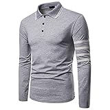Buby Herren Herbst Revers Langarm Mode Polo T-Shirt Gestreift Einfaches Slim Fit Sweatshirt Männer Raglan Pullover Mit Knöpfen Einfarbig Baumwolle Polyester Komfort Shirts Übergröße Oberbekleidung
