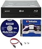 LG WH16NS40K Blu-ray BDXL M-DISC CD-Brenner-Laufwerk (mit 3D-Wiedergabe) Bundle mit 50 GB Verbatim M-Disc BDDL, Cyberlink und Kab