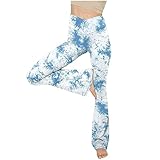 Damen Schlaghose Yogahose Drucken Yoga Lang Hose Mit Taschen Breites Bein Lose Gerade Lounge Laufen Workout Sporthose Aktive Freizeit Jogging