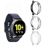 Diruite für Samsung Galaxy Watch Active 2 40mm hülle Schutzhülle(Nicht Active 2 44mm),Soft TPU Slim Stoßfestes Plattierte Displayschutzfolie für Samsung Active 2 Cover- Klar+Silber+Schw