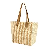 HOLEMZ Stroh Handtasche Damen Sommer Strandtasche Böhmische Vintage Handarbeit Umhängetasche für Reise Täglicher Geb