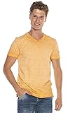 Cipo & Baxx Herren T-Shirt Basic Logo Patch Design V-Ausschnitt Baumwolle CT596 Orange L