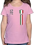 Fussball WM 2022 Fanartikel Kinder - 12. Mann Italien Fanshirt - 104 (3/4 Jahre) - Rosa - T-Shirt - F131K - Mädchen Kinder T-S