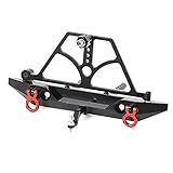 OUYBO Metall Heckstoßstange Ersatzradhalter mit Schleppseil-Haken LED-Licht for 1/10 RC Raupen TRX4 D90 Axial SCX10 Fernbedienungszubehör Batteriezubehör (Color : Black)