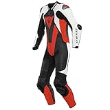 Dainese Laguna Seca 5 1-Teiler Perforierte Motorrad Lederkombi Schwarz/Weiß/Rot 44