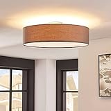 Lindby LED Textil Deckenleuchte rund 50 cm, inkl. 3x 11W LED Leuchtmittel (austauschbar), Deckenlampe Stoff grau, W