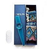 Metall Kazoo mit einer schönen Geschenkbox, Mini Musikinstrument für Kinder und Erwachsene (Blau)