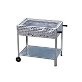 Holzkohlegrill Grillwagen Kohlegrill aus Edelstahl 81x53x80 cm Grillrost Kohlekasten Grillfläche 76x47 cm ideal für Privat Verein Catering Gastronomie Top Q