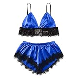 BOTCAM Damen Sexy Lingerie Satin Spitze Cami Sets Mesh Durchsichtige Babydoll BH Leibchen Reizwäsche und Shorts Pyjama Dessous Set Valentinstag Romantische Unterwäsche Reizvolle Nachtw