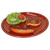 MamboCat Ton-Speiseteller I Ø 28,5 cm I Steak-Platte, Essteller, Grillteller, Servierplatte I Mediterran I Glasiert I Unikat Handarbeit I Mittelalter Markt I Wikinger F