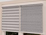 TROYAHOME®️ Doppelrollo Klemmfix Ohne Bohren Duo Rollo Fenster Rollo Easyfix (Stein Grau, 95 x 200 cm ( Stoffbreite 92 cm)