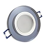 6x LED Einbaustrahler Set schwarz-rund aus Glas 5 Watt kaltweiß 12V - MR16 Einbauleuchten Ø 75mm Bohrloch - Einbau-Spot Decken-Strahler Deckeneinbaustrahler Deckenspot Deckeneinb