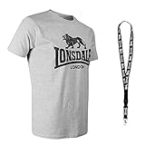 Lonsdale T-Shirt - Herren Shirts - Männer Tshirt - Kurzarm Shirt - Limited Schlüsselband (Marl Gry, L)