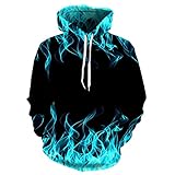 QTJY Kapuzenpullover mit Flammenmuster, Pullover mit Kapuze, 3D-Druck, für Männer und Frauen, lässige Straßenkleidung im Herbst und Winter, D XXL