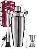 Cocktail Shaker, Cocktailset, Cocktail Set 750ml Barkeeper, Cocktail Shakers Barzubehör Edelstah 5 Teiliges, Martini Mixer Ausgießer, Alkoholausgieße, Barlöffel, Stößel, Jigger, Weihnachten Geschenk