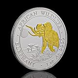 QIANLUOC Gold Silber Somali Wildlife Elefant Tiermünzen Souvenirs Medaille Sammlermünze Antikes Geschenk