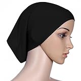 QHGstore Frauen-Kopftuch Elastic Sweat Saugfähige Baumwolle Underscarf Hijab Tube Cap Schw