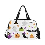 Sport-Sporttasche Halloween-Aufkleber Ghost Pumpkin Owl Cat Reisetaschen Reisetasche Übernacht-Umhängetasche Workout Fitness-Handtasche Über-Nacht-Umhängetasche für den Außenb