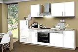 Kuchenzeile Küchenblock Ohne Elektrogeräte Premium 280 cm in Weiss Glänzend Mit Spü