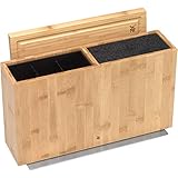 WMF 3in1 All-in-one Block, Messerblock unbestückt für 3-4 Messer, Utensilienhalter für Küchenhelfer, Toolbox, Schneidebrett, Holz, Bambus, Kunststoff-Bü