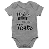 Shirtracer Statement Sprüche Baby - Wenn Mama Nein SAGT frag ich die Tante - 1/3 Monate - Grau meliert - Partnerlook schwanger - BZ10 - Baby Body Kurzarm für Jungen und M