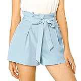 Allegra K Damen Fliege Hohe Taille Kurze Papiertüte Shorts - Blau - X-Groß