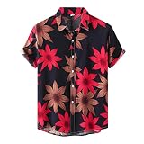 Zhiyao Herren Funky Hawaiihemd Herren T Shirts Männer Fun Shirt Kurzarm Hawaii Print Kurzarm Urlaub Sommer Bedruckter Strand Beilaufig Hawaii Hemd Hemd Slim Fit Regular Freizeithemd S