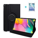 ARECY® Samsung Galaxy Tab A7 10.4' (2020) T500/T505 Hülle Case-360 Grad Rotations PU Ledertasche Smart Cover mit Standfunktion für Samsung Galaxy Tab A 10.4 Tablet+Display Schutzfolie(Schwarz)