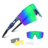 BangLong Polarisierte Sonnenbrille, Fahrradbrille Herren Damen UV 400 Schutz mit 3 Wechselgläser, Schutzbrille Sportbrille für Outdoorsport Radfahren Laufen G