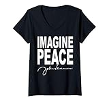 Damen John Lennon - Imagine Peace T-Shirt mit V